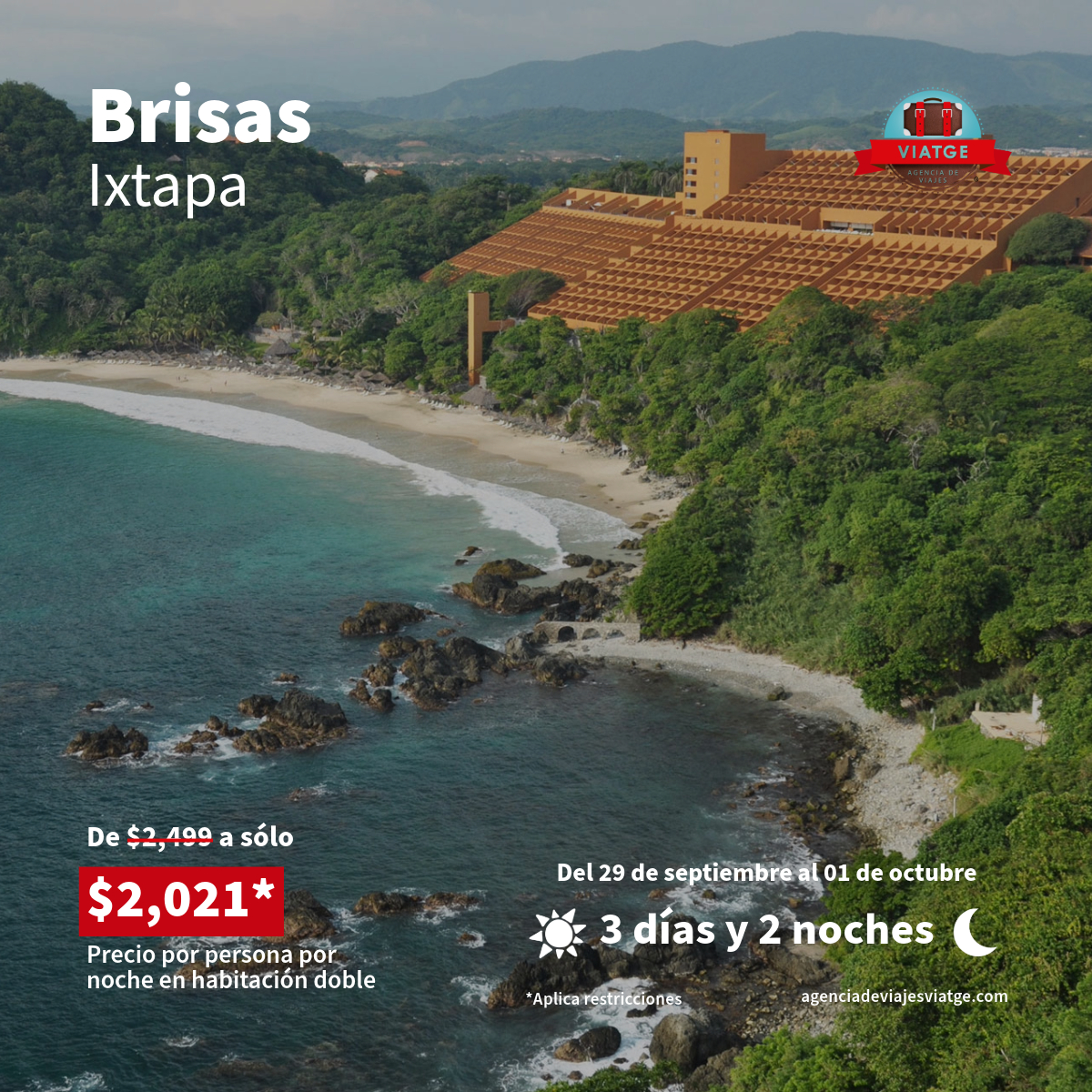 Hospédate en el hotel Brisas Ixtapa y disfruta de unos días en la playa para descansar y disfrutar en familia o amigos. ¡Da clic!