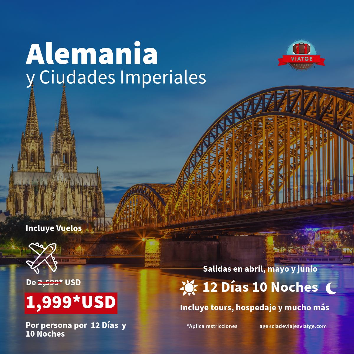 Vive y disfruta al máximo de Alemania y sus ciudades con este paquete especial. Conoce todo el itinerario y precios dando clic aquí.